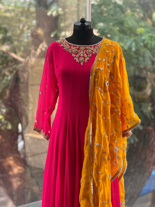 Pink Crepe Silk Gown