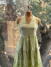 Green Mul Halter Neck Dress