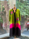 Green Color Block Jacket Set