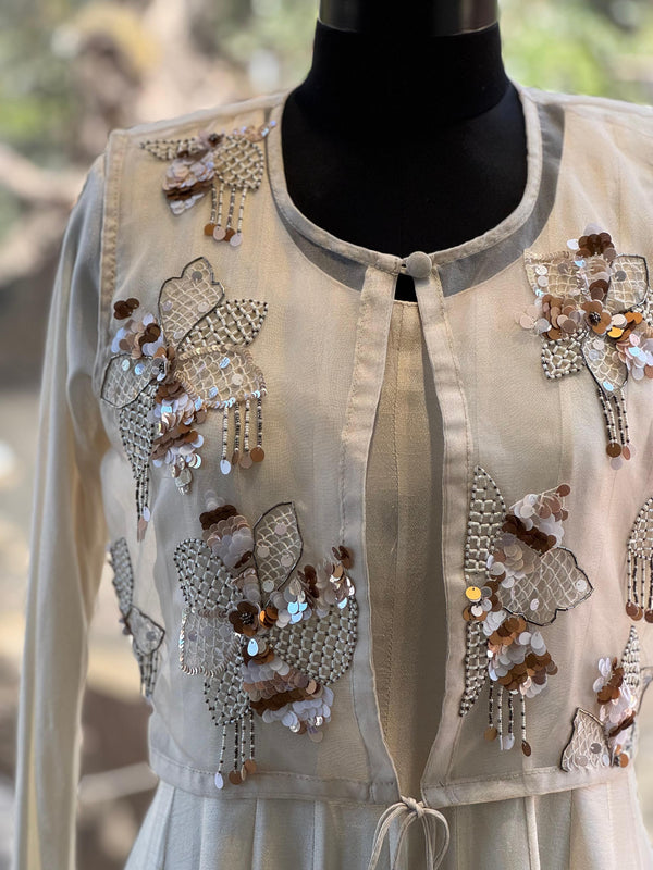 Off White Jacket Style Gown