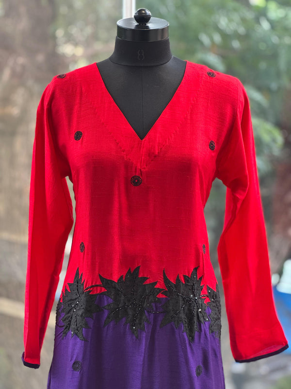 Red Color Block Co Ord