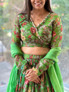 Green Floral Lehenga Set