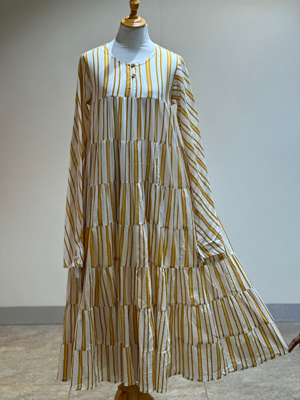 Yellow Stripes Print Dress