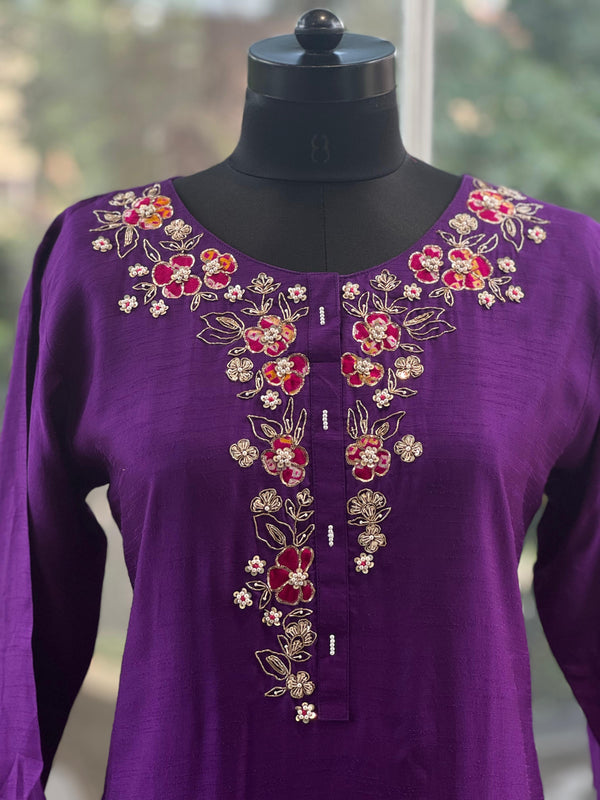 Purple Bandhej Dupatta Set