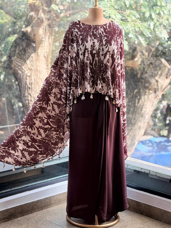 Brown Floral Kaftan Set
