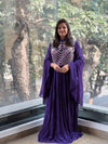 Purple Tail Sleeves Gown