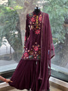 Wine Embroidered Suit