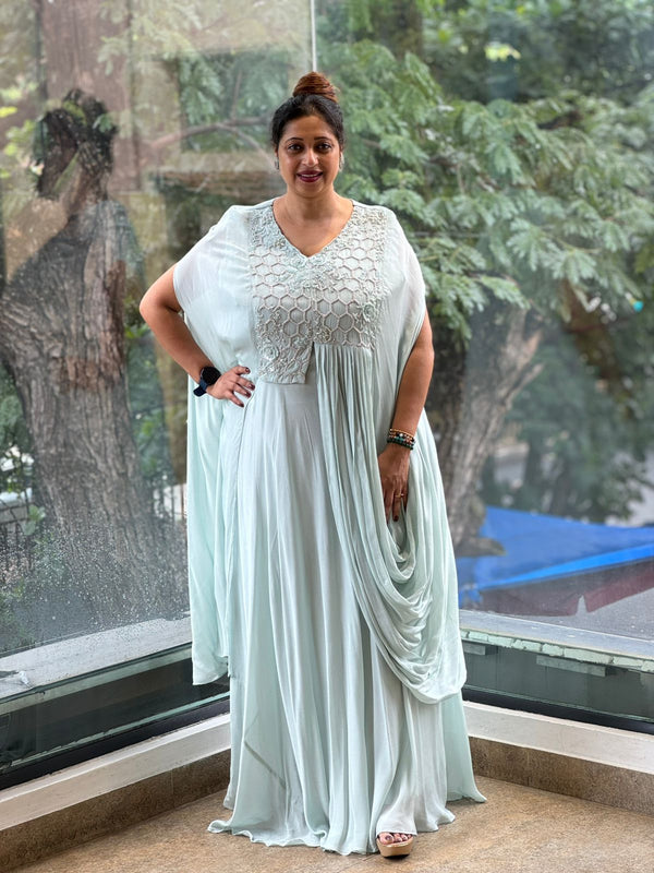 Pastel Blue Kaftan Style Gown
