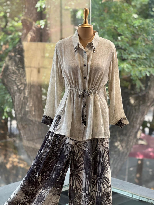 Half White Digital Print Palazzo Set