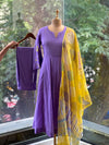 Purple Kota Dupatta Set