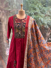 Maroon Printed Dupatta Set