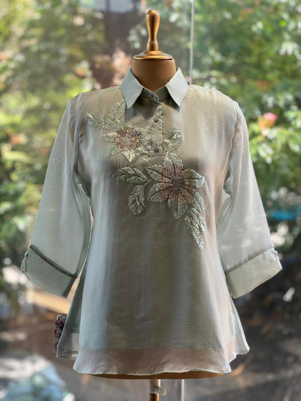 Blue Organza Co Ord