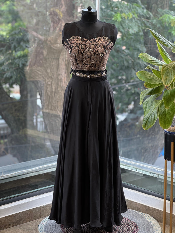 Black Flared Palazzo Set