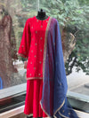 Red Gota Work Sharara Set