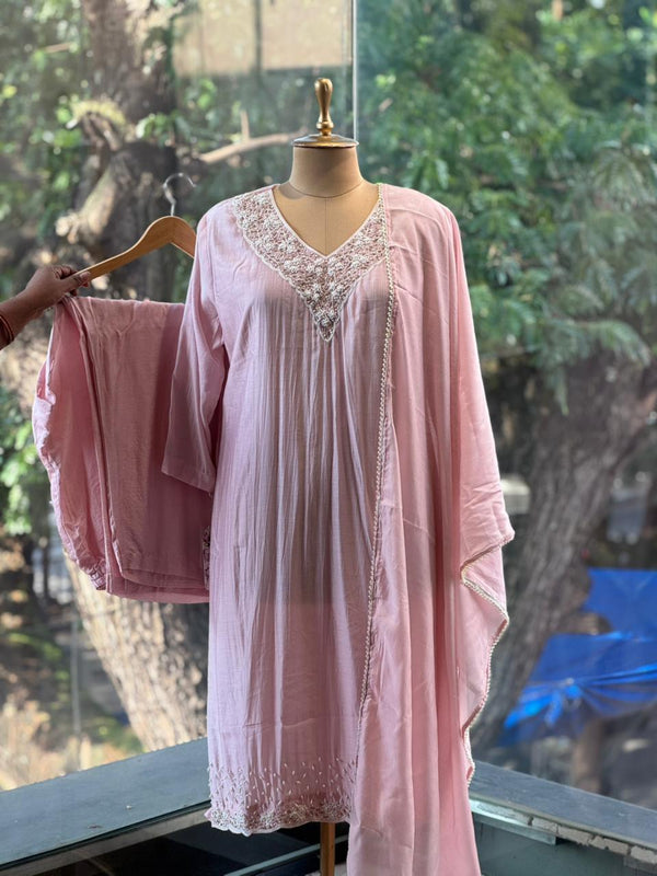 Baby Pink Mul Chanderi Suit