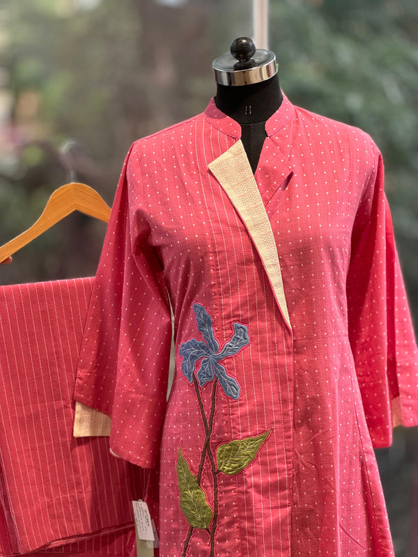 Pink Handloom Dot Co Ord