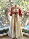 Crean/Red Bandhej Gown