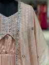 Peach Mirror Work Gown
