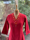 Red Lace V Neck Tunic