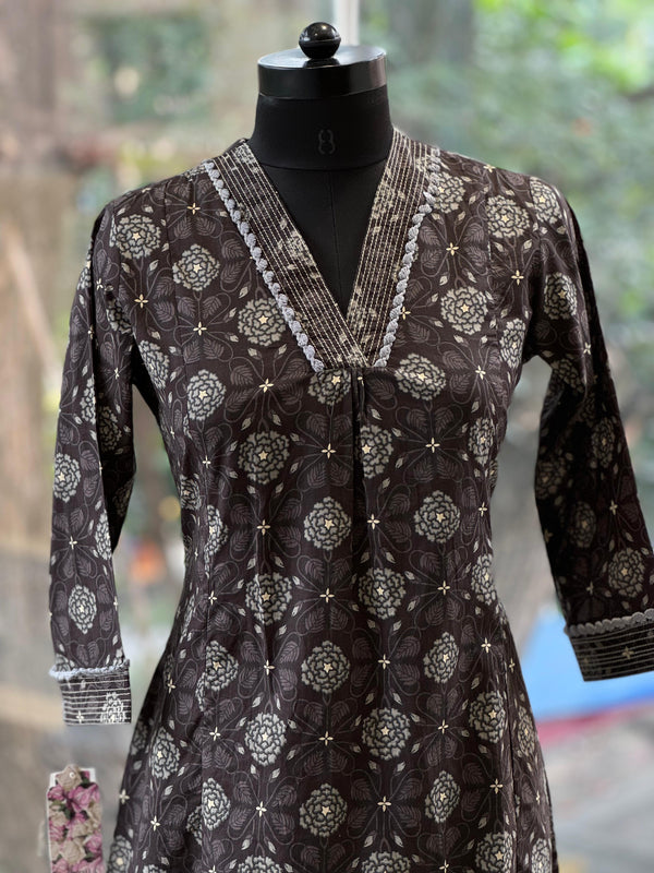 Black Lace V Neck Tunic