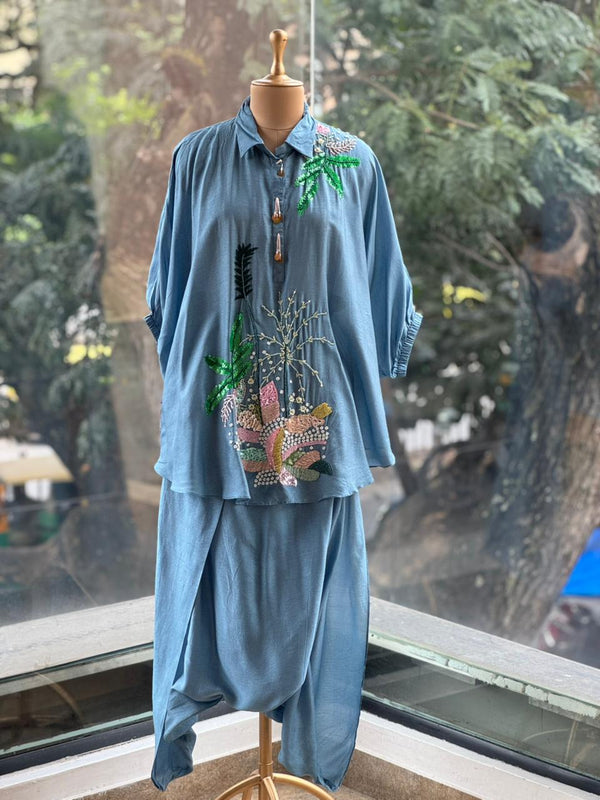 Blue Harem Pants Set