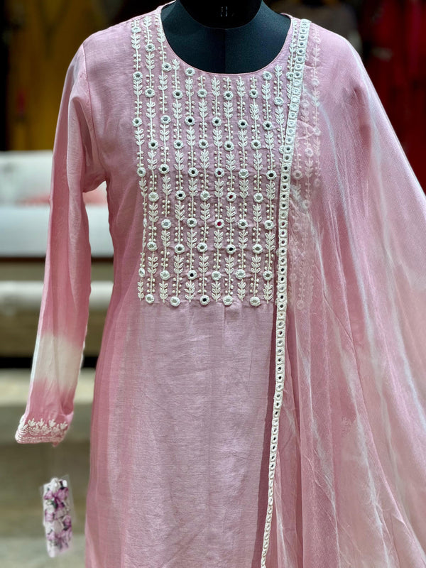 Pink Embroidered Suit