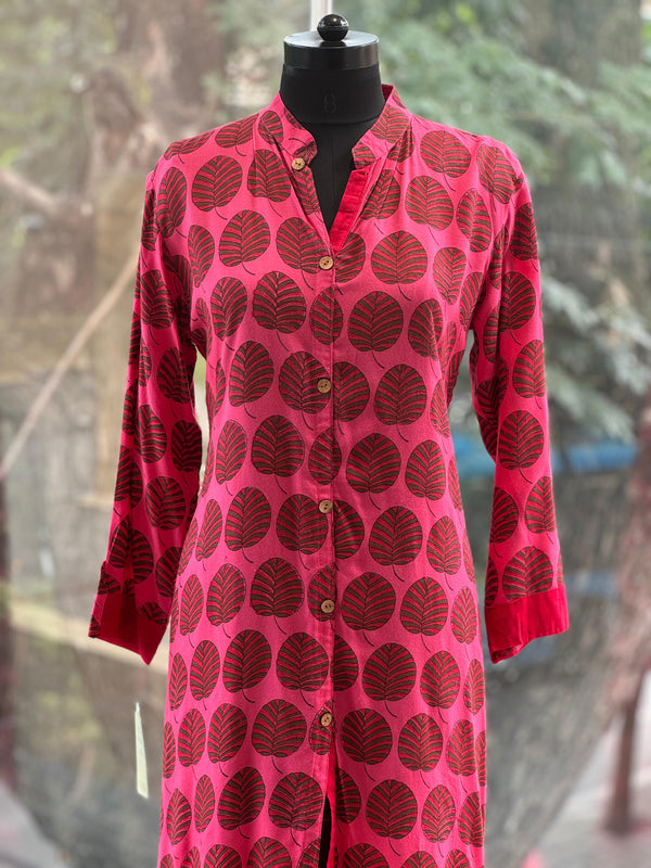 Pink Leaf Print Tunic