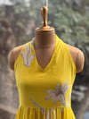 Yellow Mul Halter Neck Dress