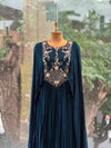 Teal Blue Handwork Gown