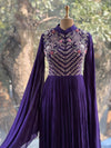 Purple Tail Sleeves Gown