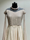 Beige tail sleeves gown