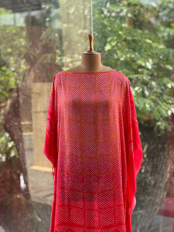 Orange Bandhej Kaftan