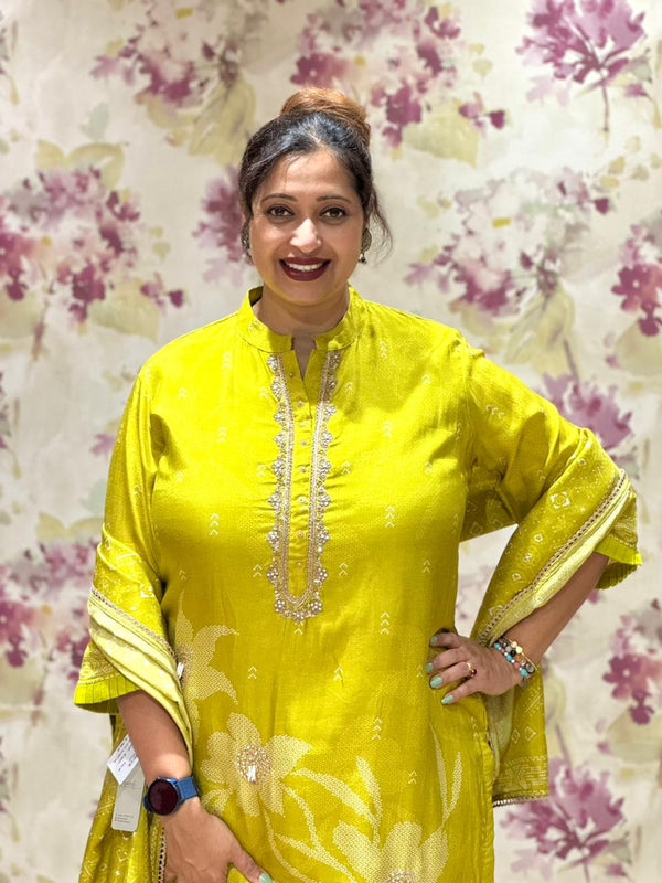 Yellow Digital Printed Dupatta Set