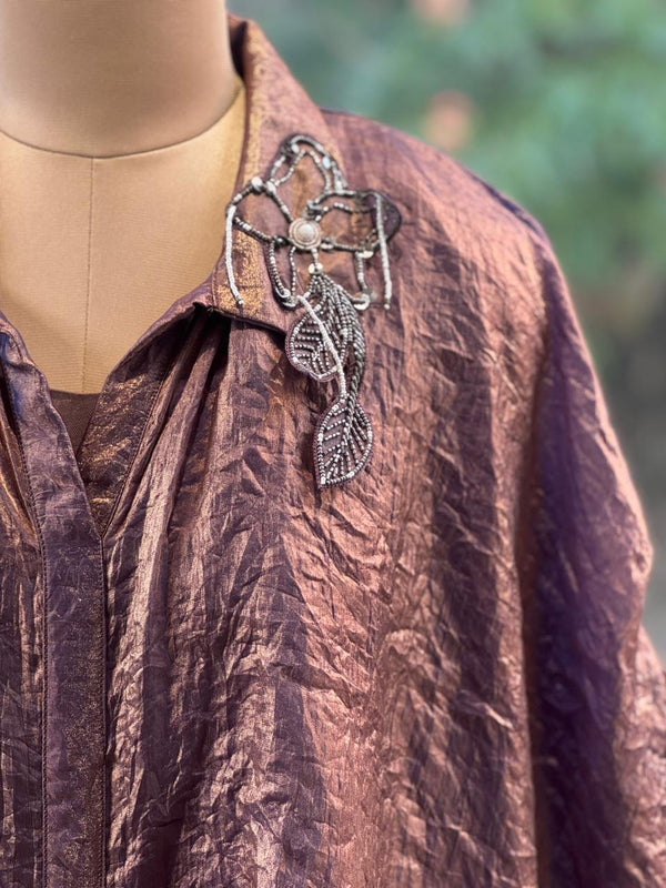 Purplish Glass Tissue Cowl Tunic