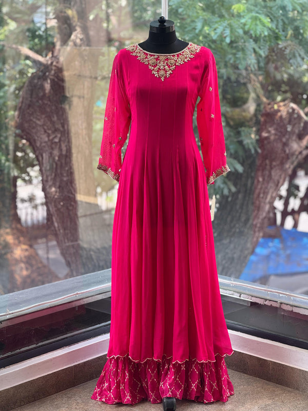 Pink Crepe Silk Gown