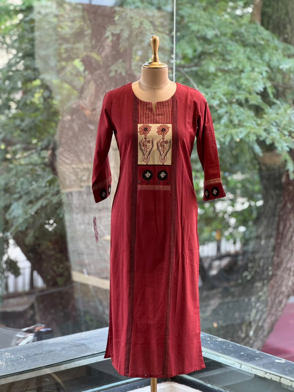 Rust Yoke Neck Tunic