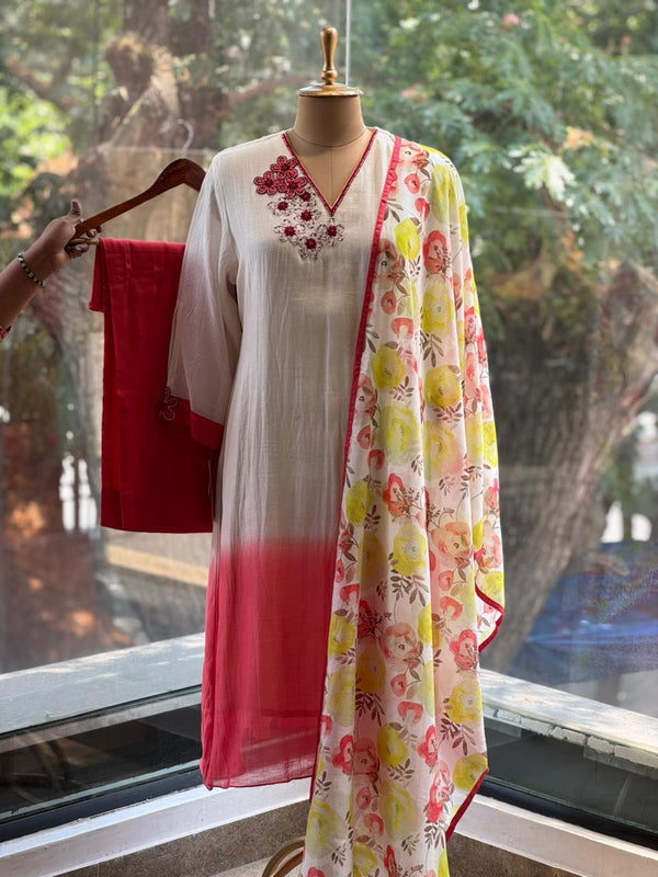 Shaded Mul Dupatta Set
