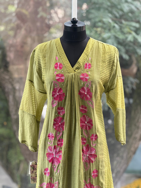 Green Mul V Neck Suit