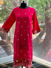 Red Colourful Thread Embroidered Suit Set