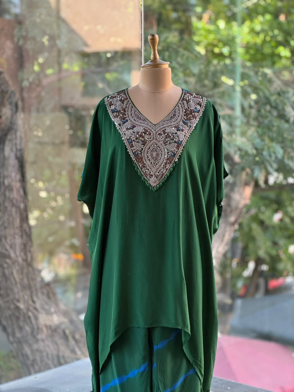 Green Tye Dye Kaftan Set