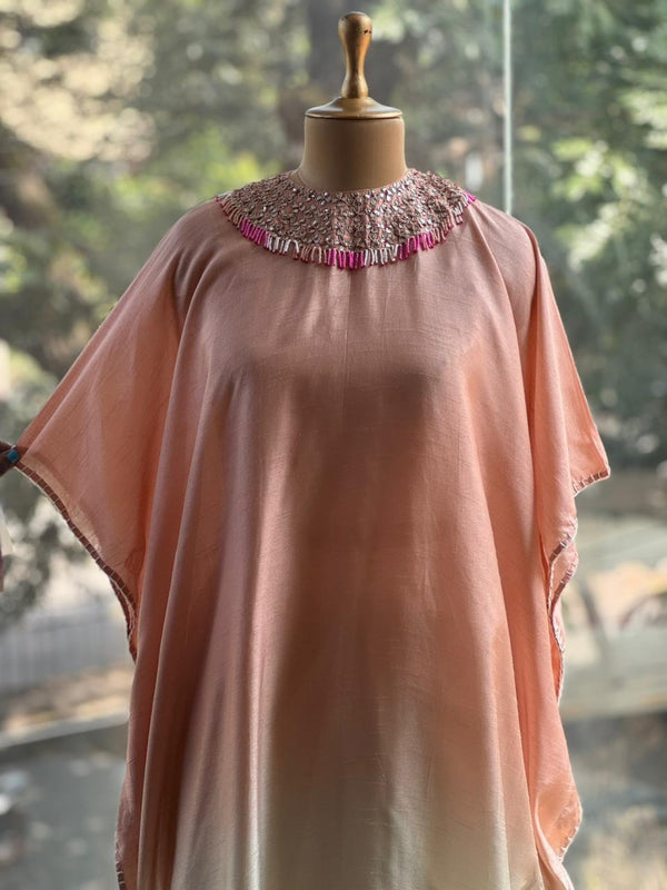 Peach Shaded Kaftan Set