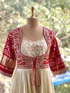 Crean/Red Bandhej Gown