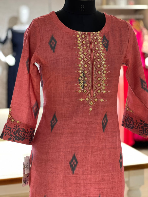 Peach Embroidered dupatta set