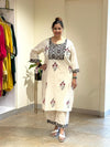 White Printed Kurta Set