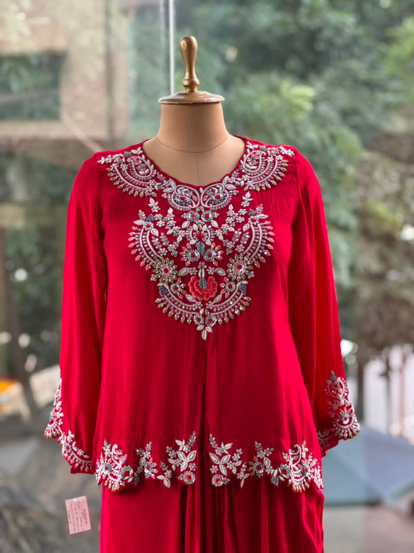 Red Skirt Set