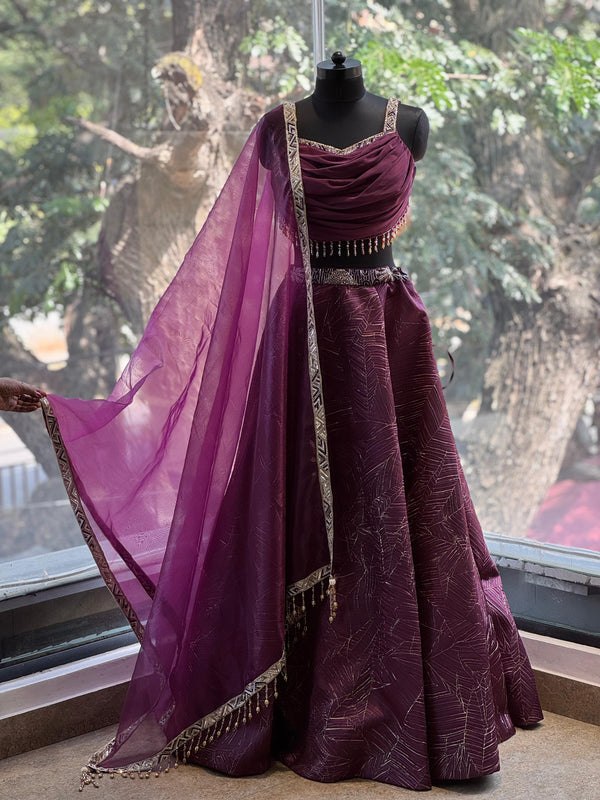 Wine Lehenga Set