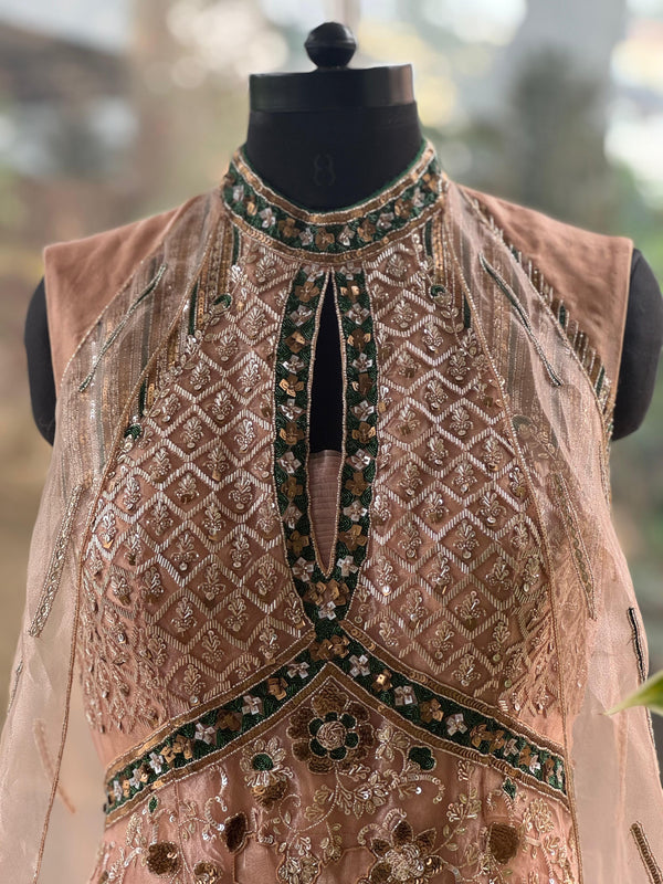 Light Peach designer Made Gown
