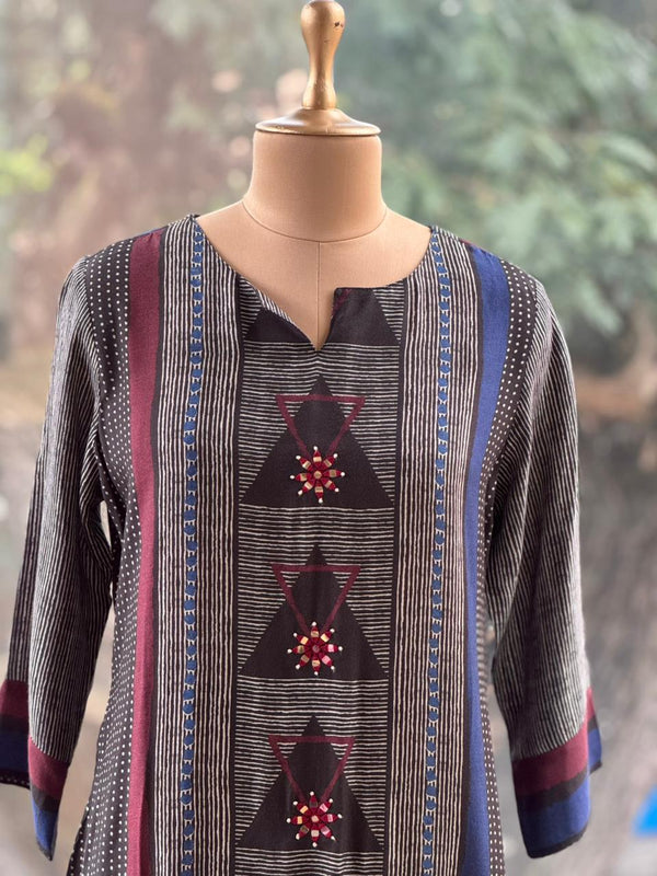 Black Printed Dupatta Set