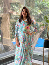 Blue Floral Side Cowl Tunic