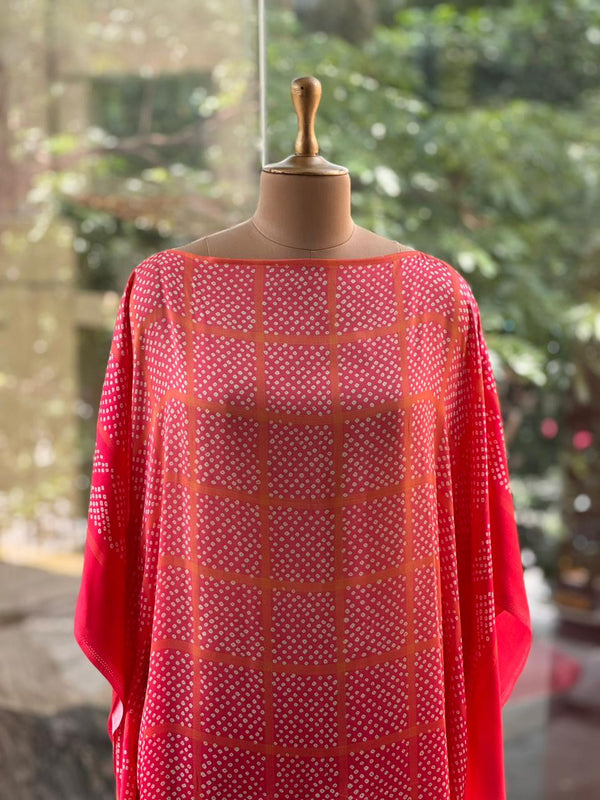 Orange Bandhej Kaftan